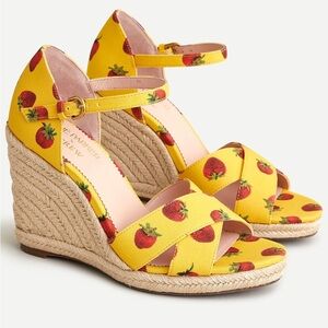 Like New Edie Parker® X J.Crew Jute Wedge in Strawberries - Currently Sold Out!